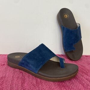 Revitalign Sandbridge Suede Leather Toe Loop Slide Sandals Marine Blue Size 8